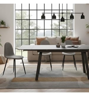 Dylan Ausziehbarer Tisch 140/200x80 cm - Grau und Anthrazit