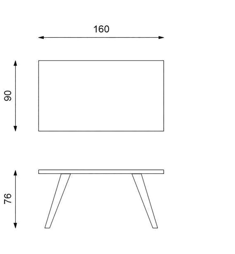 Tisch Scott 160 x 90 cm - Hellbraun und Schwarz