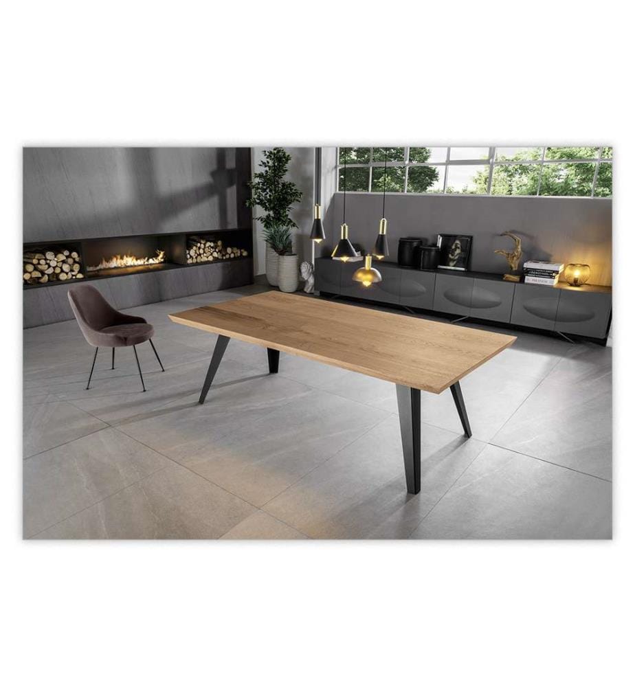 Tisch Scott 160 x 90 cm - Hellbraun und Schwarz
