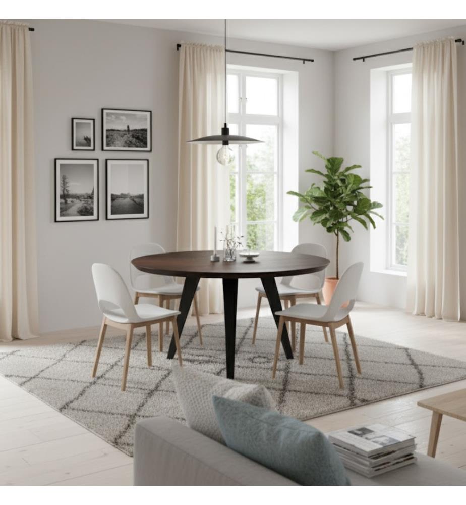 Enry Fixer Runder Tisch 130x130 cm - Braun und Schwarz