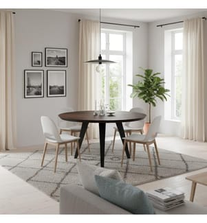 Enry Fixer Runder Tisch 130x130 cm - Braun und Schwarz