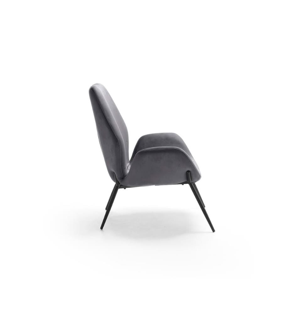 Brandy Samt Sessel 47x47x91 cm - Anthrazit und Schwarz