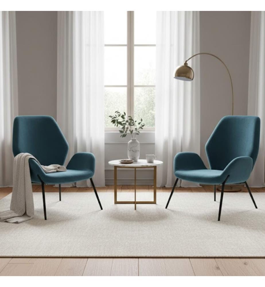 Brandy Samt Sessel 47x47x91 cm - Blau und Schwarz
