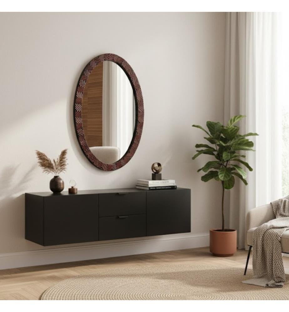 Specchio Holzspiegel 120x80x5 cm - Dunkelbraun