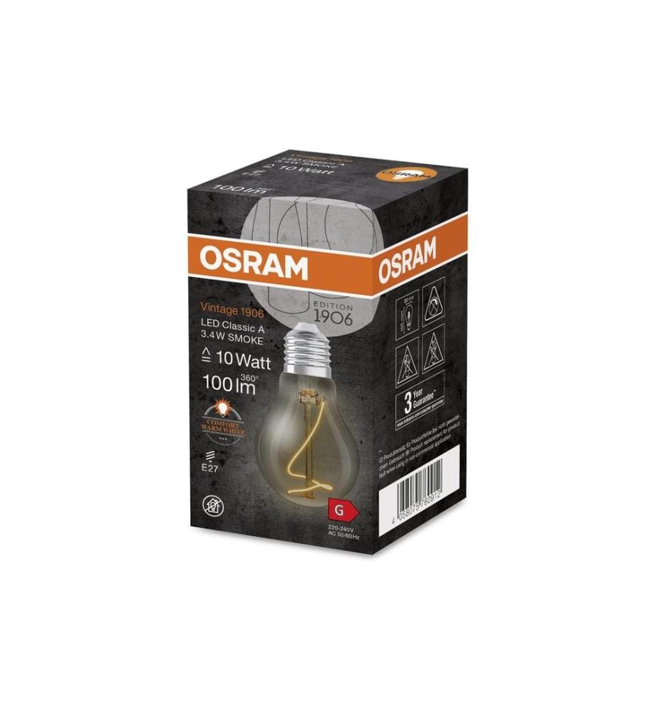 OSRAM - Lampe Vintage 1906 Classic A 10, 3.4W, E27, Blanc chaud (WW)
