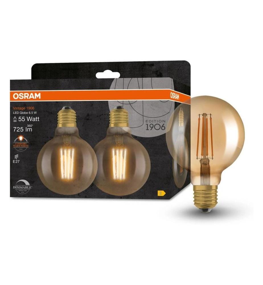 OSRAM - Lampe Vintage 1906 Globe, 6.5W, E27, Warmweiss (WW)