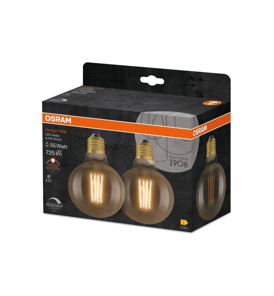 OSRAM - Lampe Vintage 1906 Globe, 6.5W, E27, Warmweiss (WW)