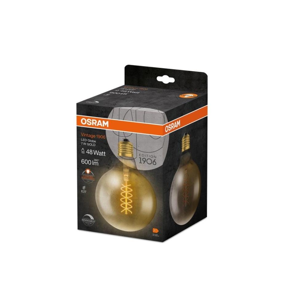 OSRAM - Lampe Vintage 1906 Globe, 7W, E27, Blanc chaud (WW)