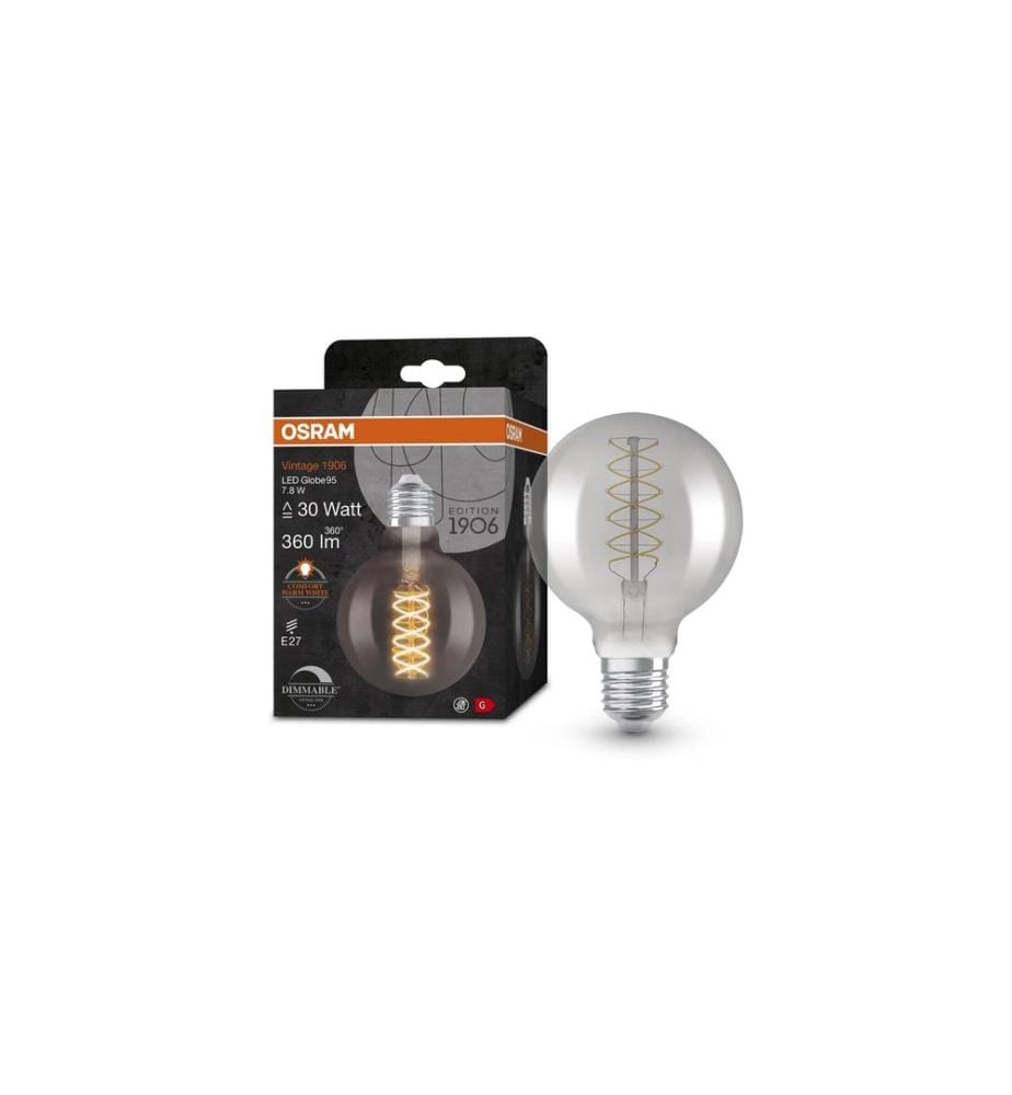 OSRAM - Lampe Vintage 1906 Globe95, 7.8W, E27, Blanc chaud (WW)