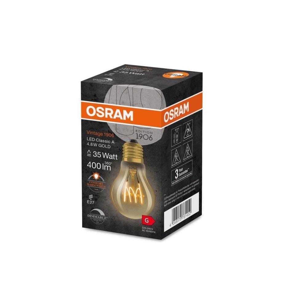 OSRAM - Lampe Vintage 1906 Classic A, 4.8W, E27, Blanc chaud (WW)