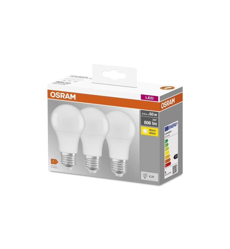 OSRAM - Lampe LED BASE CLASSIC A 8.5W, E27, Warmweiss (WW)