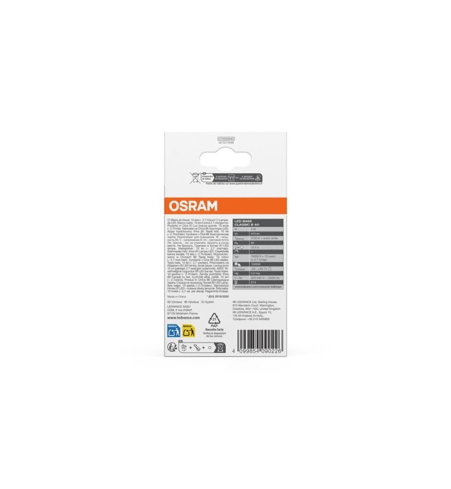 OSRAM - Lampe LED BASE CLASSIC B 4W, E14, Blanc chaud (WW)