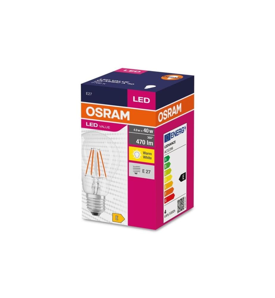 OSRAM - Lampe LED VALUE CLASSIC A 4W, E27, Blanc chaud (WW)