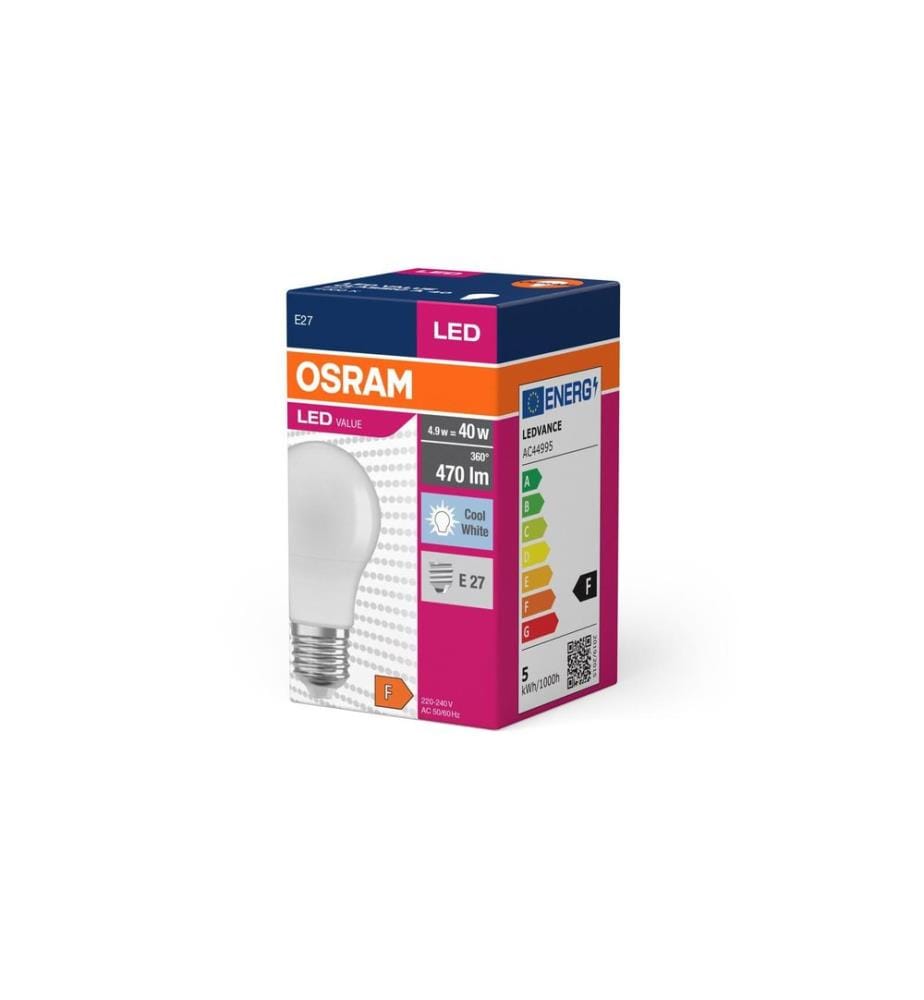 OSRAM - Lampe LED VALUE CLASSIC A 4.9W, E27, Blanc neutre (NW)