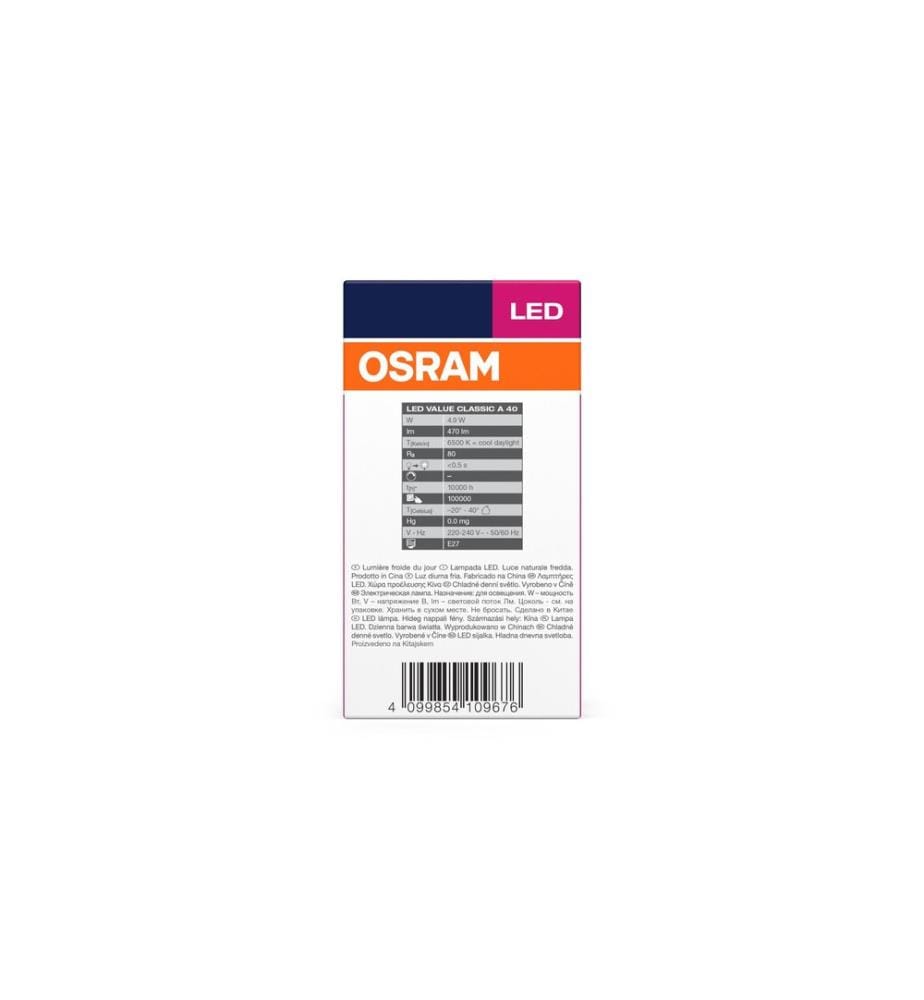 OSRAM - Lampe LED VALUE CLASSIC A 4.9W, E27, Blanc froid/blanc lumière du jour (KW)