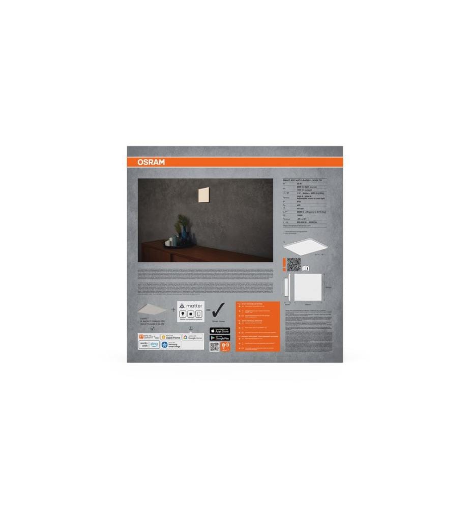 OSRAM - Panneau à LED SMART+ Matter Frameless Square 300 x 300 mm, TW