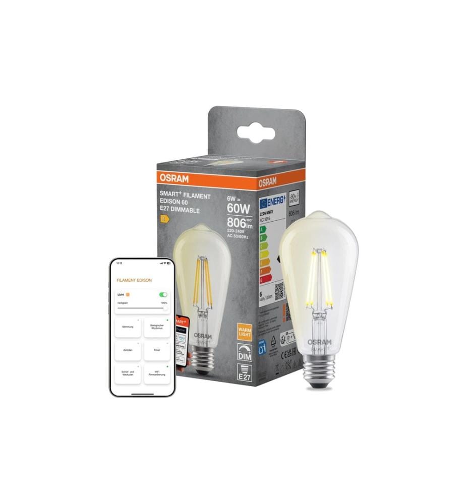OSRAM - Ampoule SMART+ WiFi Classic, E27, 2700 K, filament clair