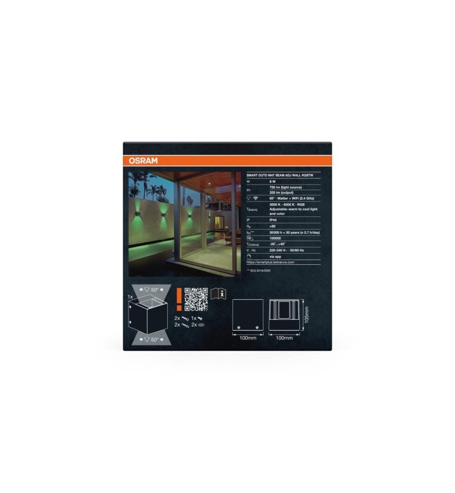 OSRAM - Applique murale plein air SMART+ Matter Beam Adjust Wall RGBW