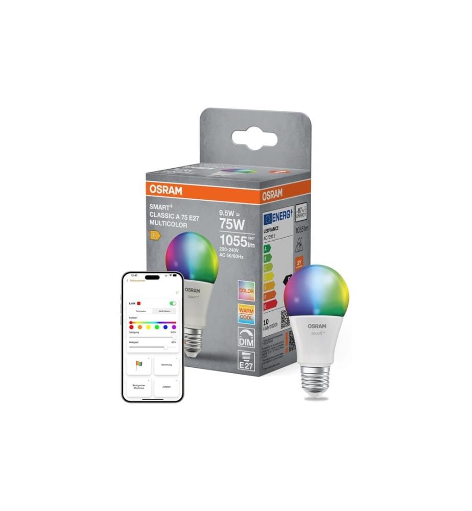 OSRAM Ampoule A75 SMART+ MATTER E27, 9.5 W, RGBW