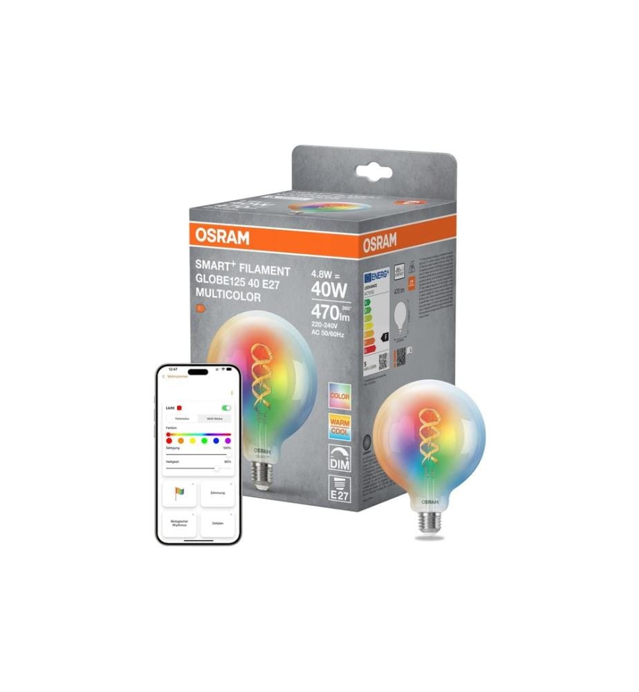 OSRAM Ampoule SMART+ MATTER Globe 125 40, E27, 4.8 W, RGBW