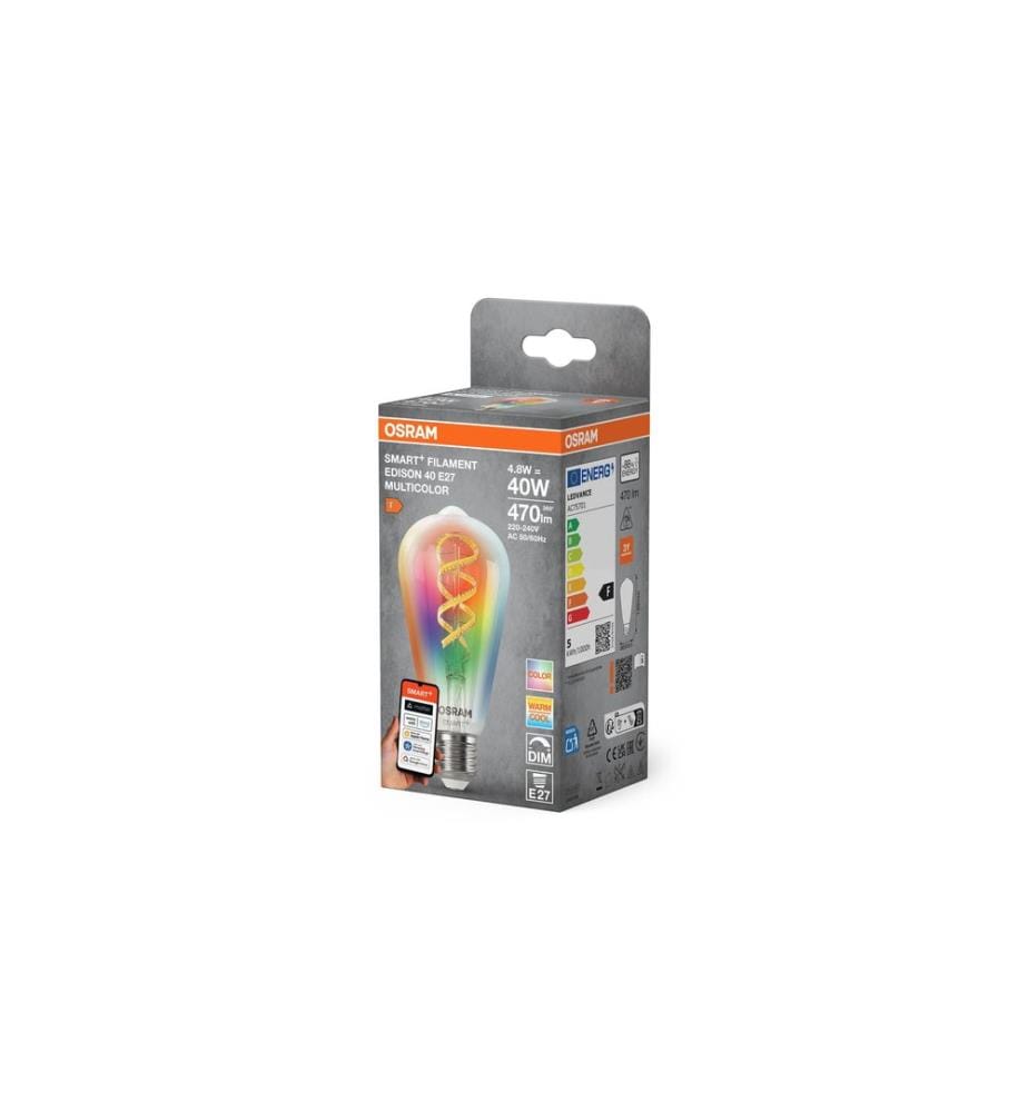 Ampoule OSRAM SMART+ MATTER Edison 40, E27, 4.8 W, RGBW