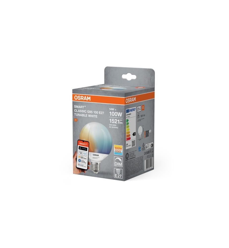 OSRAM Ampoule Globe 95 SMART+ WIFI, E27, 14 W, Blanc