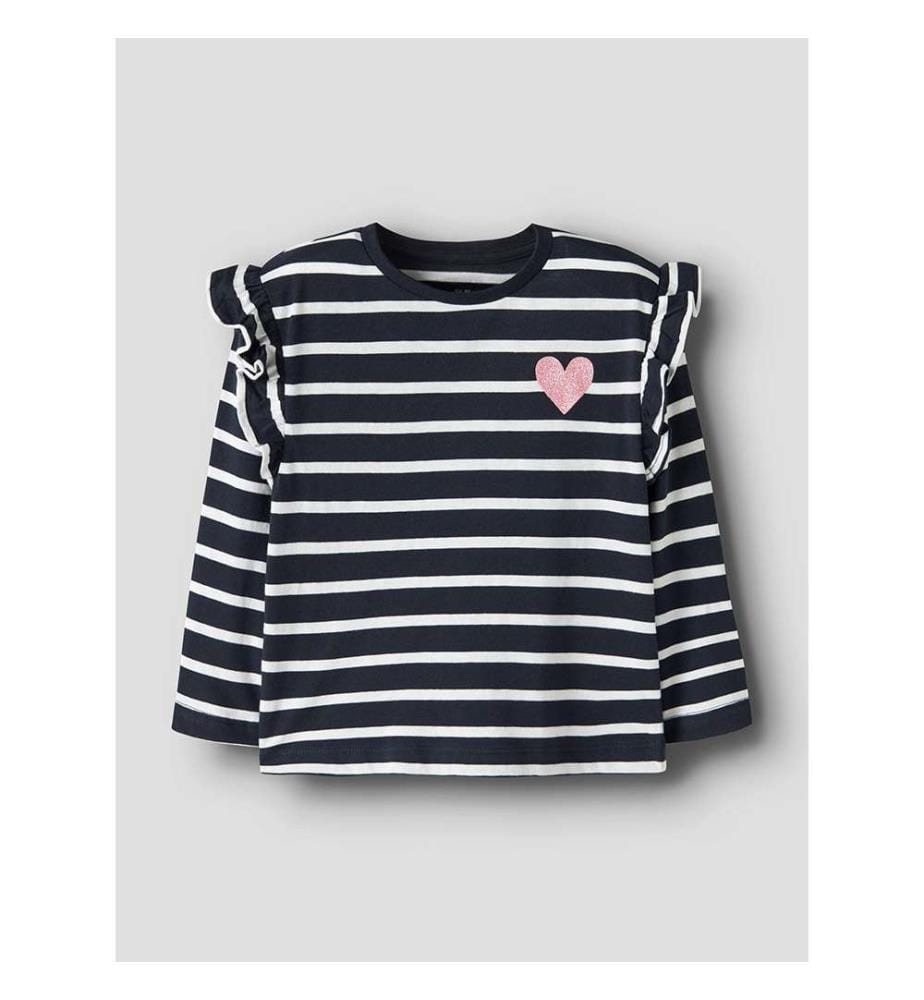 Lot de 2 t-shirts manches longues Tovelina - Bleu Marine & Blanc