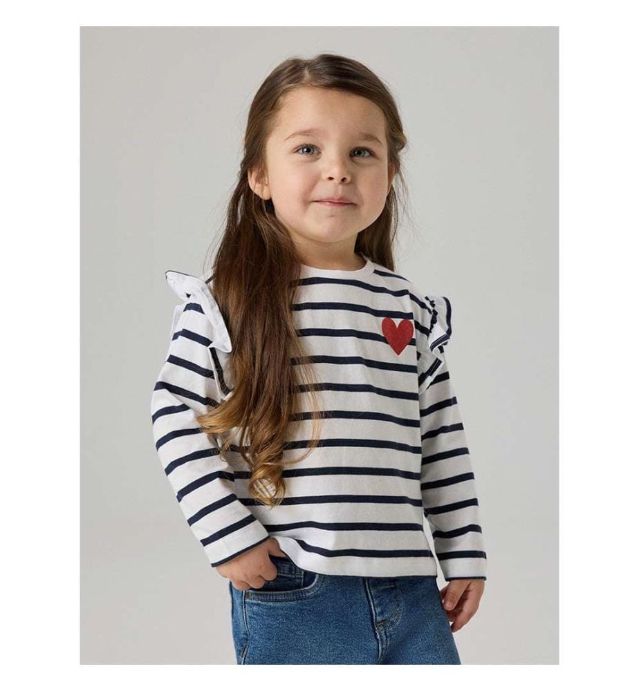 Lot de 2 t-shirts manches longues Tovelina - Bleu Marine & Blanc