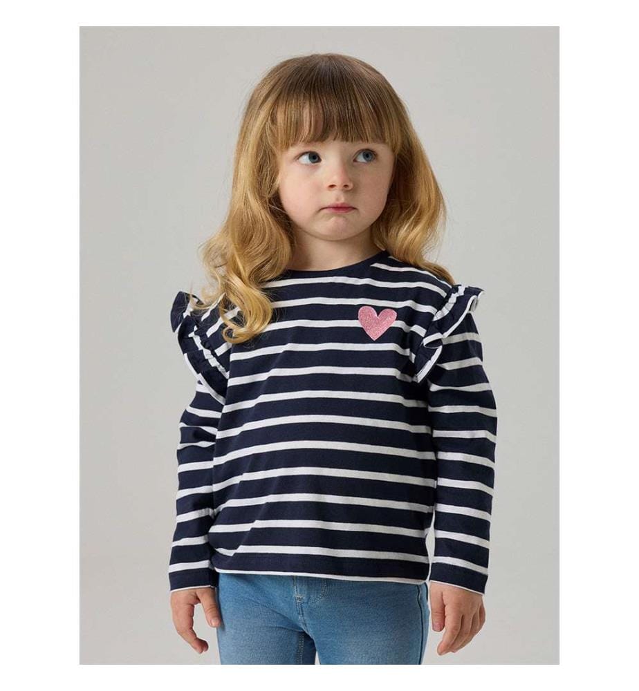 Lot de 2 t-shirts manches longues Tovelina - Bleu Marine & Blanc