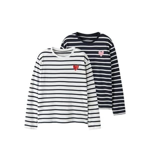 Lot de 2 t-shirts manches longues Tovelina - Bleu Marine & Blanc