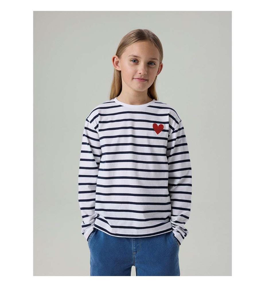 Lot de 2 t-shirts manches longues Tovelina - Bleu Marine & Blanc