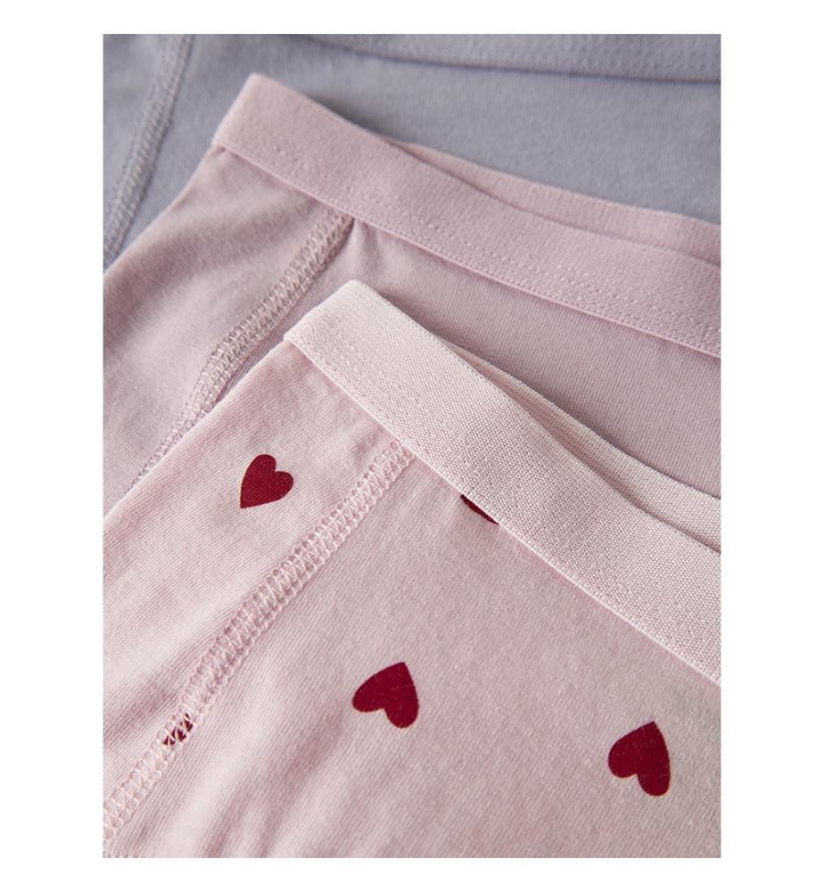 Lot de 6 Culottes - Ballerine avec imprimé coeurs lilas souvenir et gris lavande
