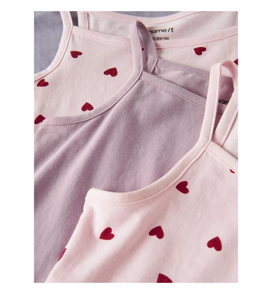 Lot de 4 Débardeurs - Ballerine avec imprimé coeurs lilas souvenir et gris lavande