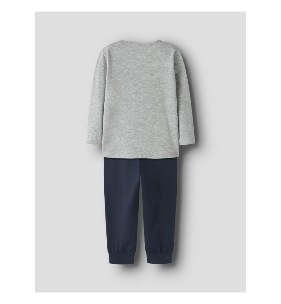Pyjama-Set - Grau meliert Saphir dunkel
