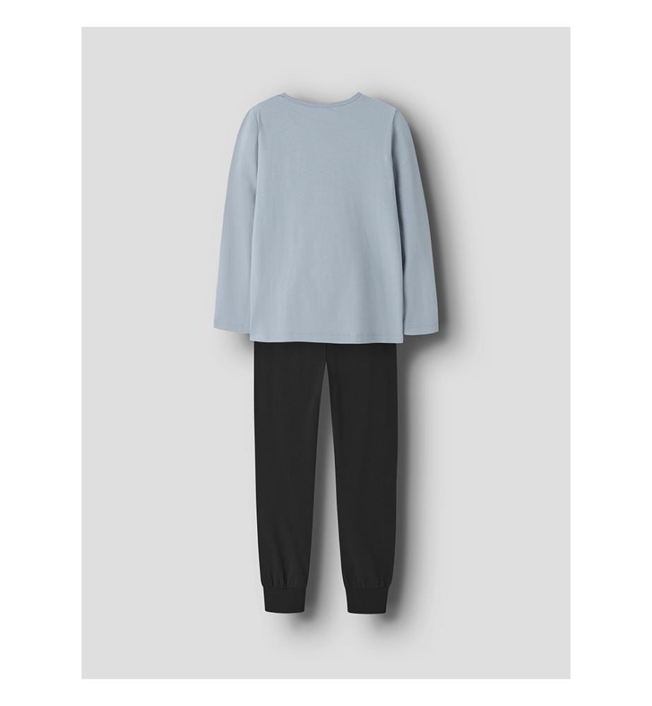 Pyjama-Set - Staubiges Blau mit schwarzer Hose