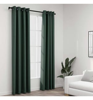 Rideaux occultants Aspect lin avec oeillets 2 pcs Vert 140x225cm