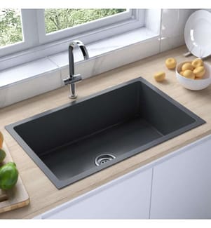 Handgemachte Einbauspüle Schwarz Edelstahl