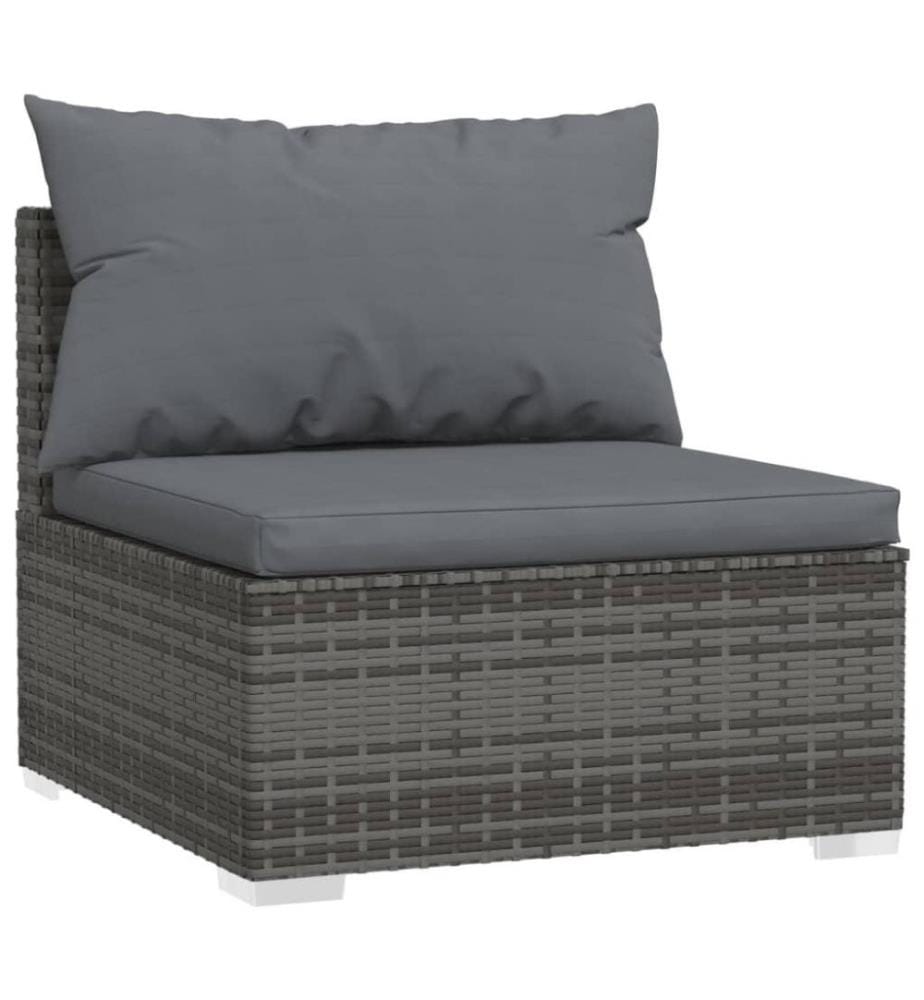 6-tlg. Garten-Lounge-Set mit Kissen Poly Rattan Grau