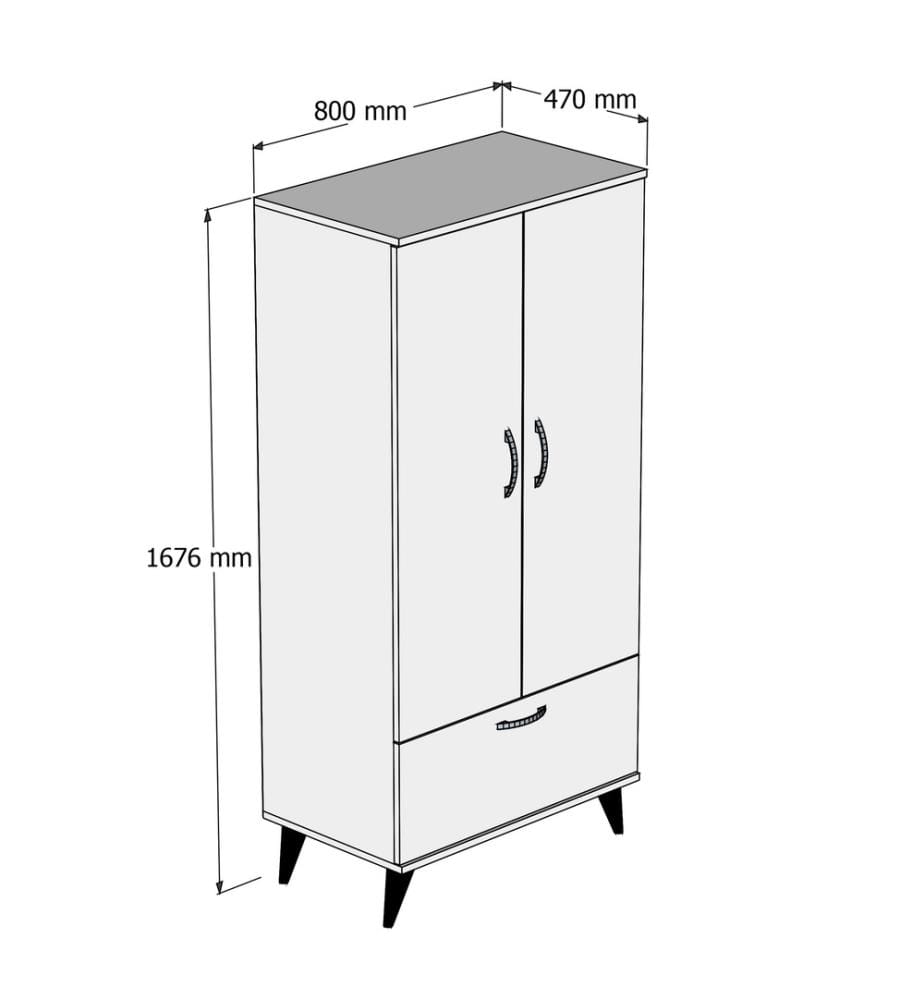 Kleiderschrank, White Atlantic Pine, Melaminbeschichtete Spanplatte
