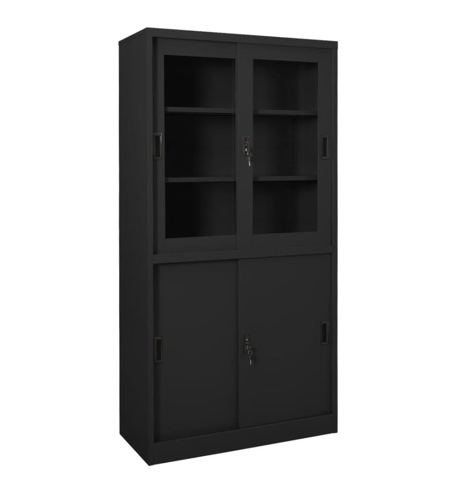 Büroschrank mit Schiebetür Anthrazit 90x40x180 cm Stahl