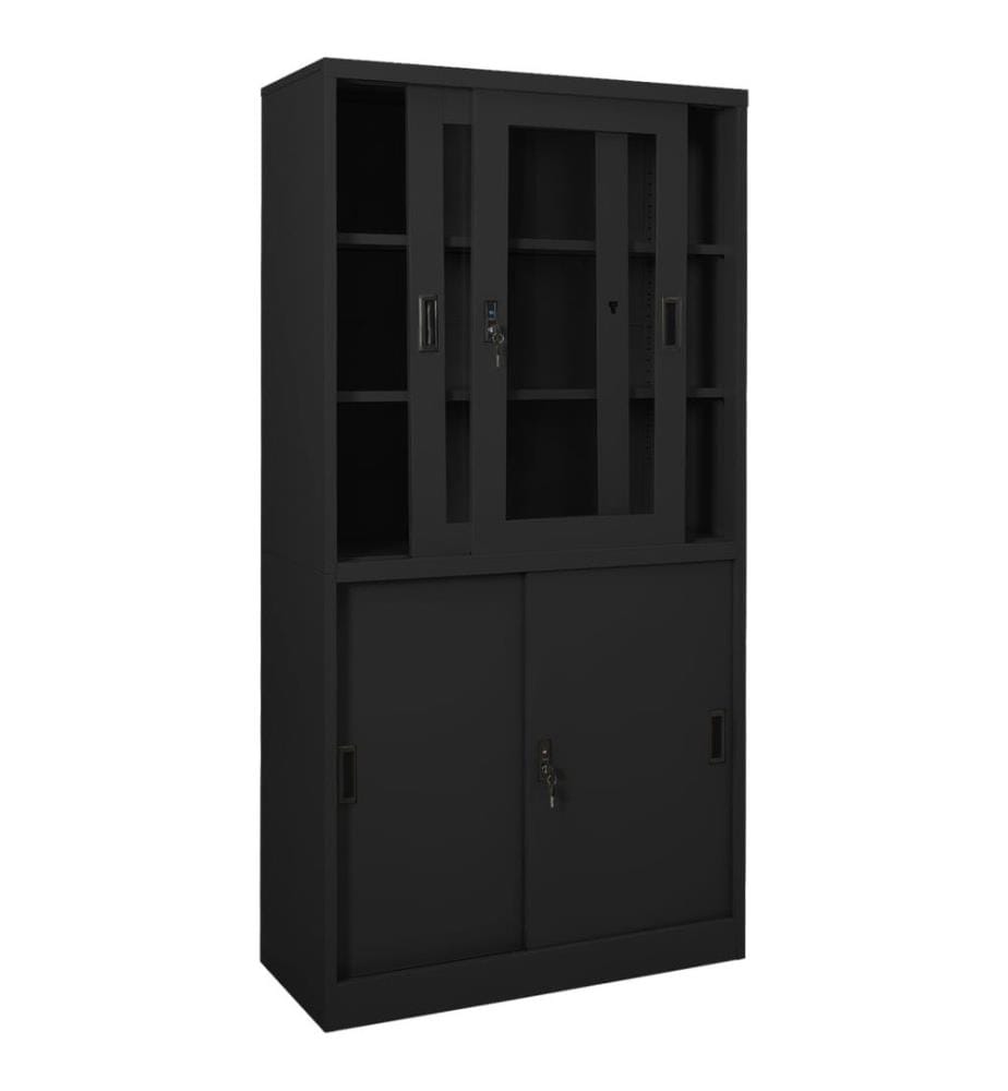Büroschrank mit Schiebetür Anthrazit 90x40x180 cm Stahl