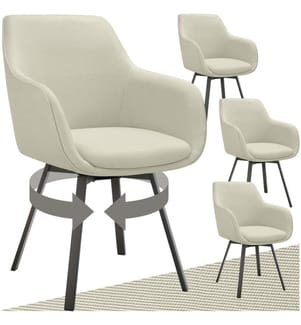 Poltrona girevole Alicon, imbottita - greige, Set di 4