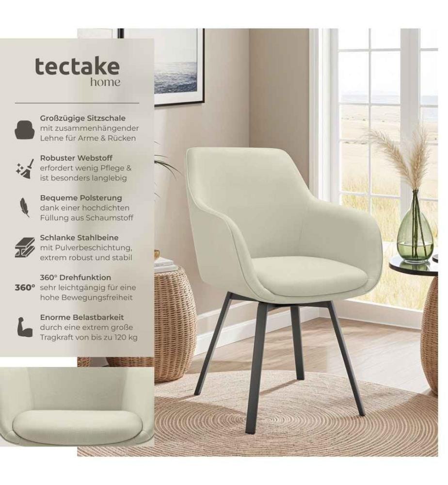 Drehbarer Armlehnstuhl Alicon, gepolstert - greige, 4er Set