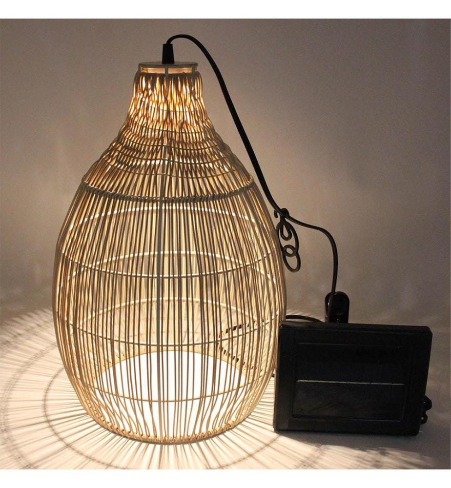 Bohemian Solar Pendelleuchte HOLIDAY Beige Polyrattan H42cm