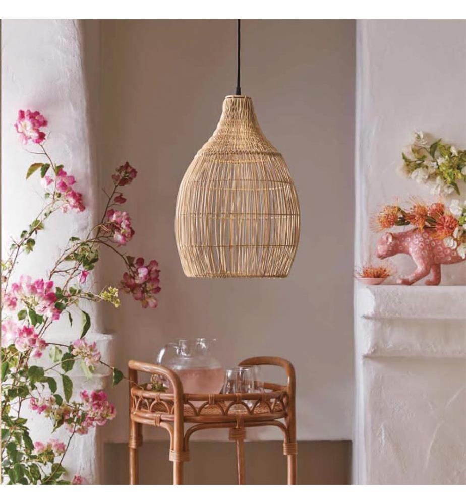 Bohemian Solar Pendelleuchte HOLIDAY Beige Polyrattan H42cm
