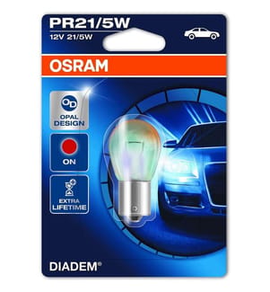 Lampada 'Diadem' 7538LDRBLI1, 12V, 21, 5W, PR21, 5W, BAW15d, rosso, in blister singolo PY21W DIADEM Unique