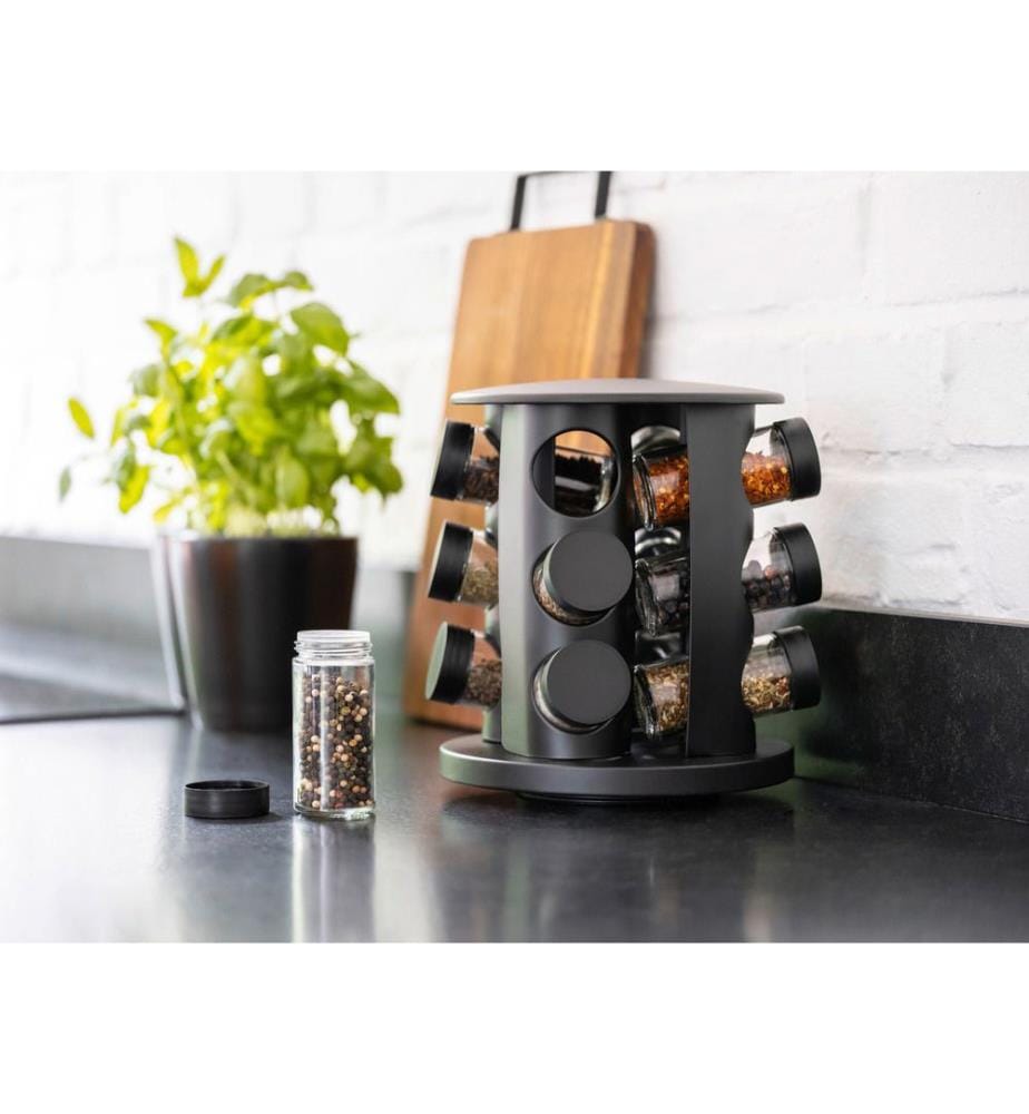 Spice carousel Bruna 13 pcs. 360° rotatable - black