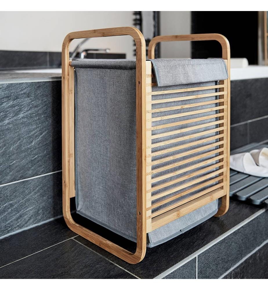 Coffre à linge Bahari, corbeille à linge, bambou