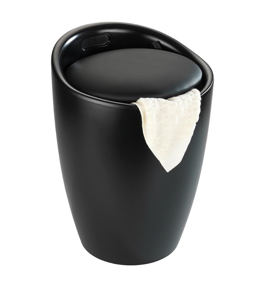 Hocker Candy Black matt, Badhocker, mit abnehmbarem Wäschesack