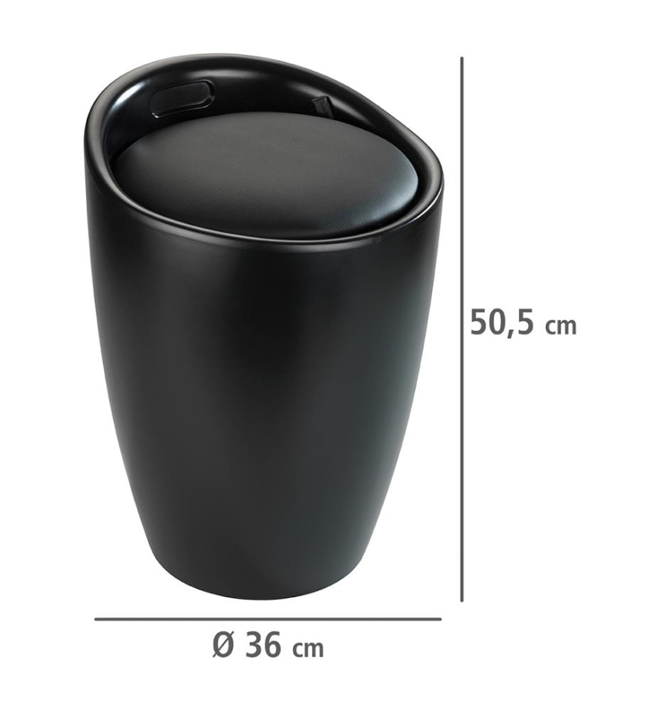 Hocker Candy Black matt, Badhocker, mit abnehmbarem Wäschesack